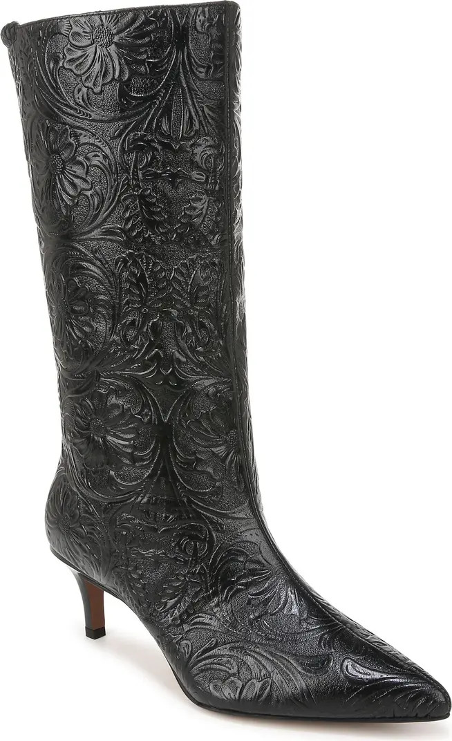 SARTO by Franco Sarto Amari Floral Embossed Pointed Toe Boot (Women) | Nordstromrack | Nordstrom Rack