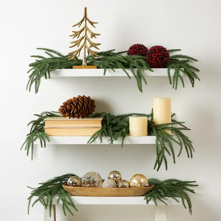 Green Pine Christmas Decoration Pick, 24 inches, 3 Piece, by Holiday Time | Walmart (US)