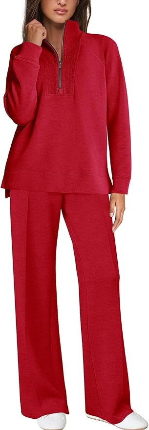 Yanekop Womens 2 Piece Tracksuit Half Zip Sweatsuits Long Sleeve Spring Matching Set Sweatshirt a... | Amazon (US)