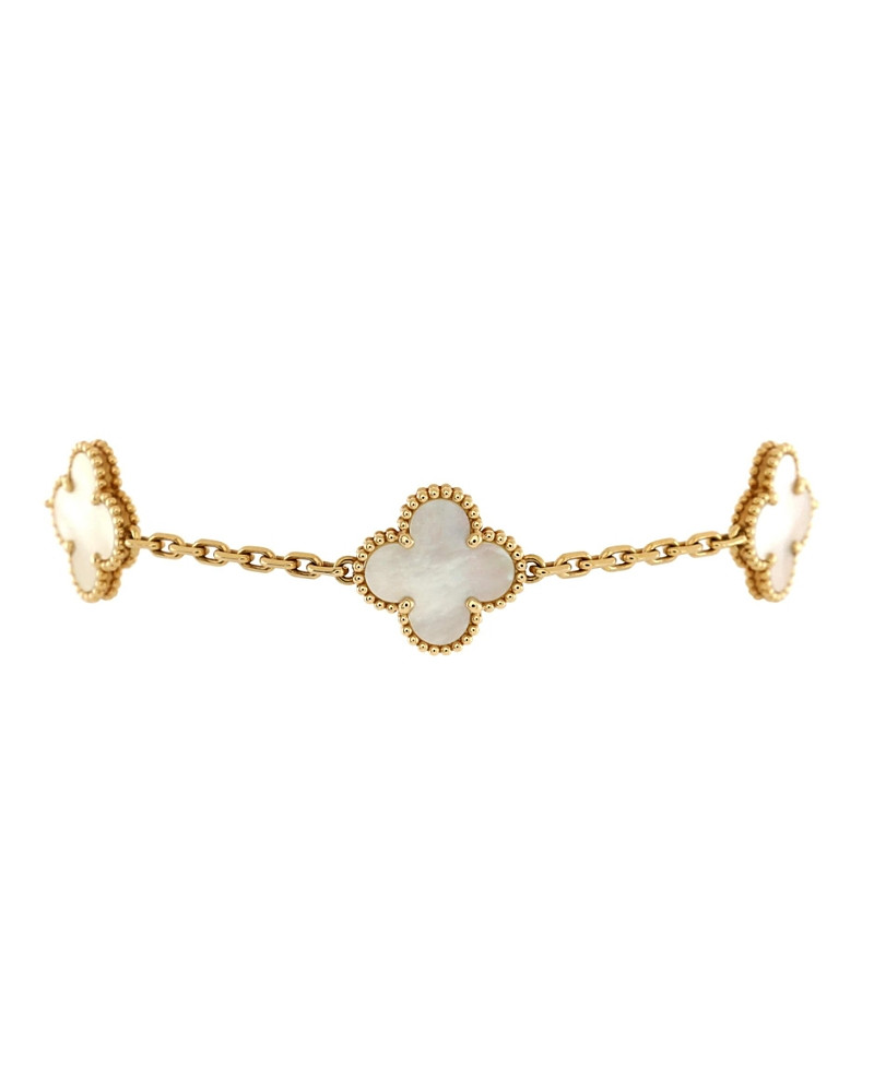 Pre-Owned Van Cleef & Arpels Vintage Alhambra 5 Motifs Bracelet 18K Gold and Mother of Pearl | Bloomingdale's (US)