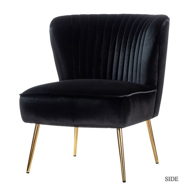 Quentin Velvet Accent Side Chair with Golden Metal Base | Karat Home | Target