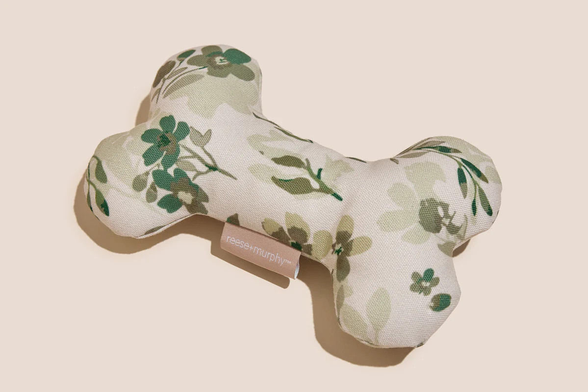 Green Floral Bone Shaped Plush Toy 8" | Reese + Murphy LLC