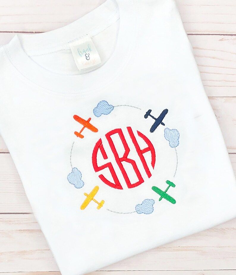 Little boy toddler airplane circle monogram shirt bodysuit | Etsy | Etsy (US)