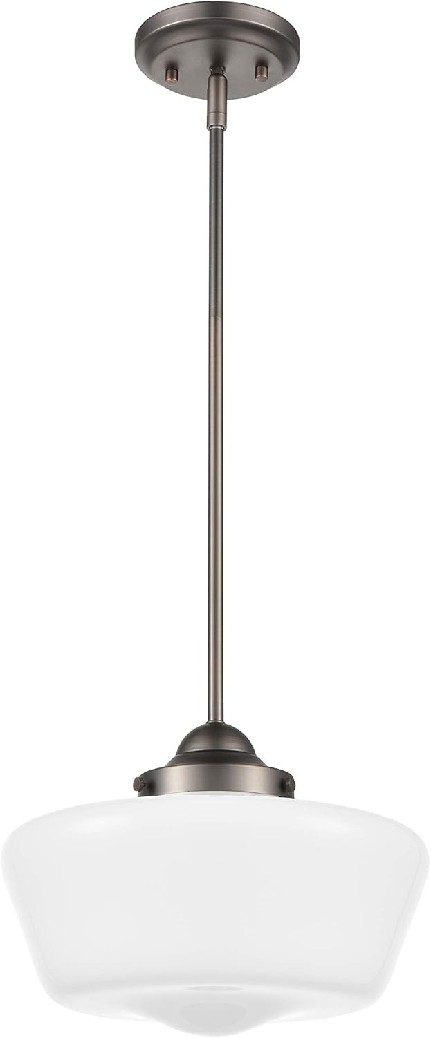 Light Society LS-C251-BZ-WH Portola Schoolhouse Pendant Bronze with White Opal Glass Shade, Class... | Amazon (US)