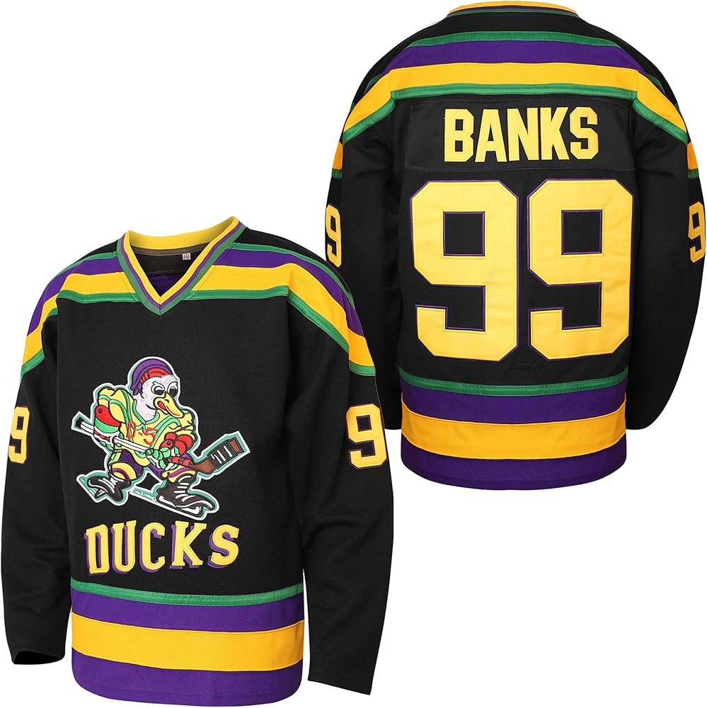 Mighty Ducks Jersey #96 Charlie Conway #99 Adam Banks #33 Greg Goldberg #66 Gordon Bombay Movie H... | Amazon (US)