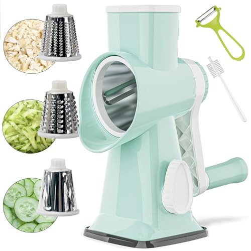 Cheese Grater,Rotary Cheese Grater Multi-Purpose Stainless Steel Cheese Shredder - Cheese Grater With handle Effortless Grating of Cheese, Vegetables, and Fruits (green) | Amazon (US)