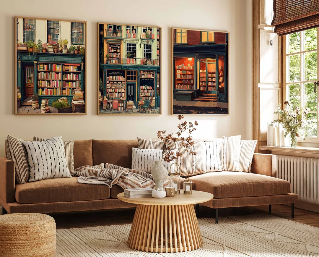 Vintage Book Store Set of 3 Prints, Book Shop Print, Book Lovers Gift, Reading Gift, Antique Wall... | Etsy (US)