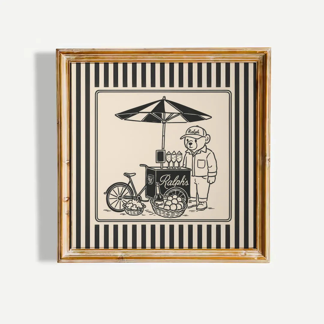 Ralph's Bear Poster – French Café Stripe Wall Art for Kitchen - Etsy | Etsy (US)