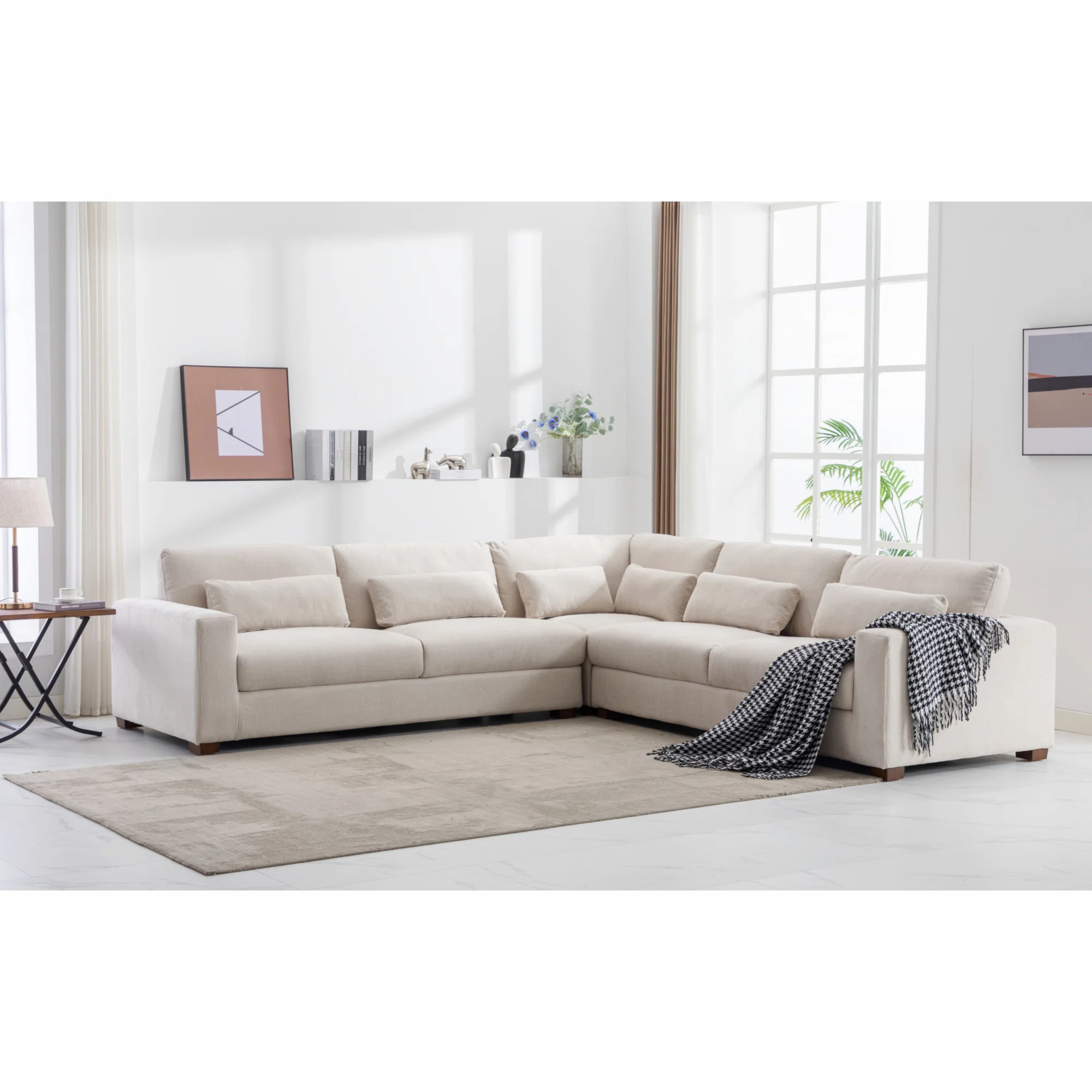 Icelyn 3 - Piece Modern and Soft Upholstered Corner Sectional with 6 Throw Pillows | Wayfair North America