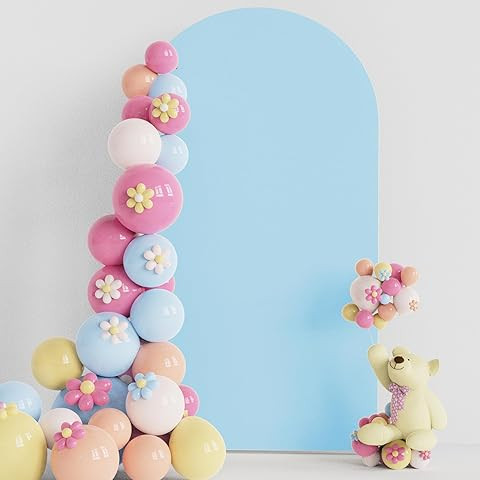 Baby Blue Arch Backdrop Cover, 6FT Spandex Fitted Wedding Arch Stand Covers Round Top Chiara Back... | Amazon (US)