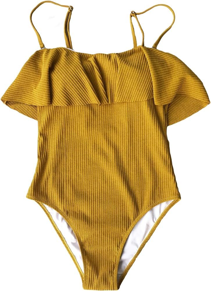 Women's Happy Ending Solid One-Piece Swimsuit Beach Swimwear Bathing Suit | Amazon (US)