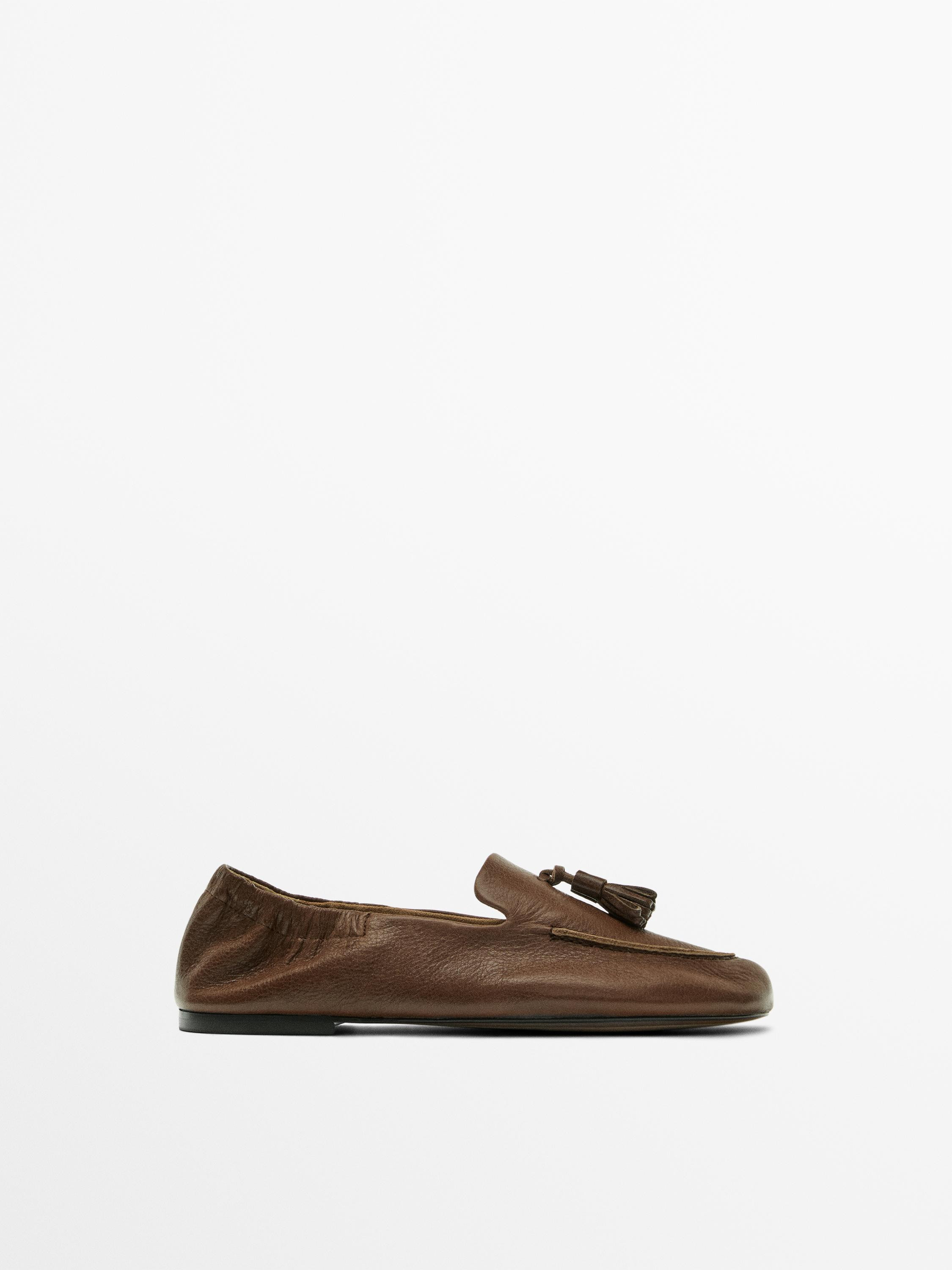Leather tassel loafers | Massimo Dutti UK