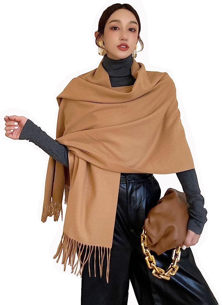 Large Pashmina Shawls & Wraps for Women Extra Long Soft Cashmere Feel Throw Womens Fall Scarfs Shawl | Amazon (US)