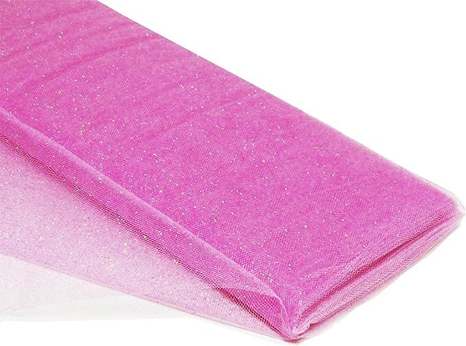 54" by 10 Yards (30 ft) Glitter Fabric Tulle Bolt for Wedding and Decoration (Pink) | Amazon (US)