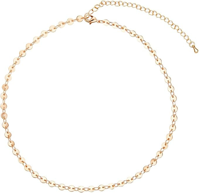 16 Gold Plated Coin Chain Multi Layer Choker Necklaces for Women | Amazon (US)