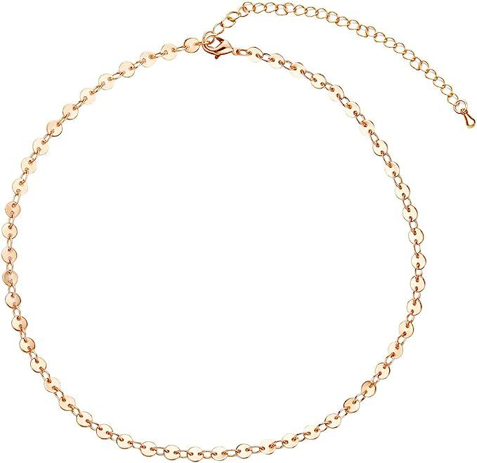 16 Gold Plated Coin Chain Multi Layer Choker Necklaces for Women | Amazon (US)