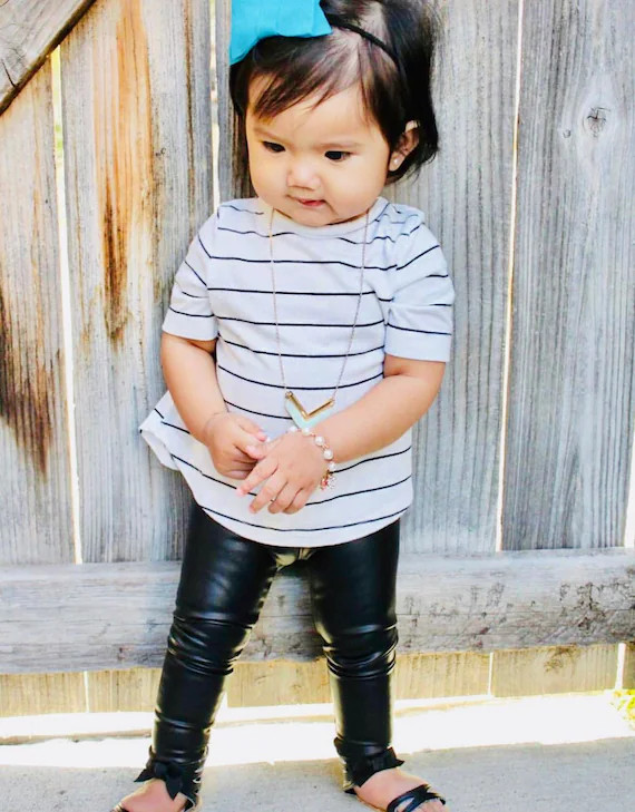 Black Faux Leather leggings vegan Baby Toddler Kids Girls Boys unisex stretch pants Size 0 3 6 9 ... | Etsy (US)