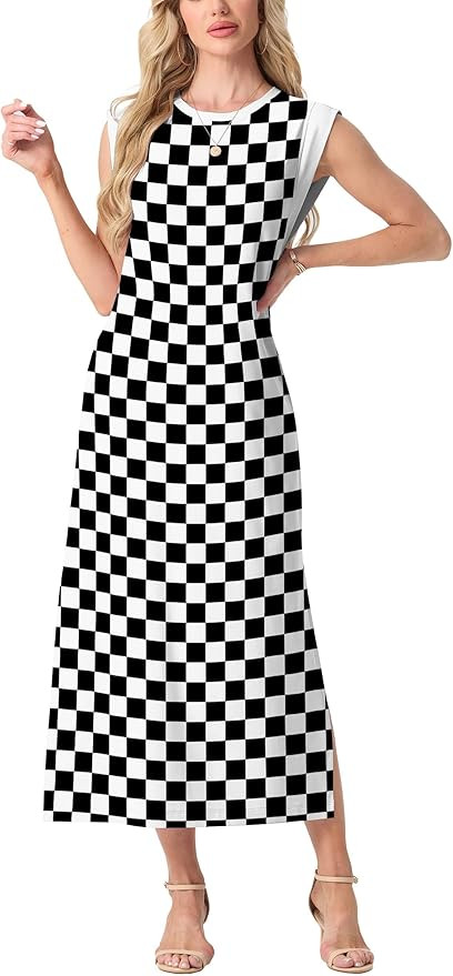 GRECERELLE 2025 Women Summer Casual Round Neck Cap Sleeve Maxi Dress with Pockets Beach Vacation ... | Amazon (US)