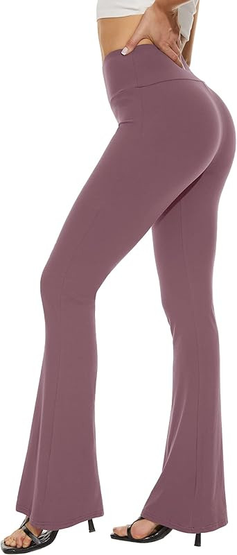 Sundwudu Black Flare Yoga Pants for Women - Soft High Waist Bootcut Leggings Tall & Long Palazzo ... | Amazon (US)
