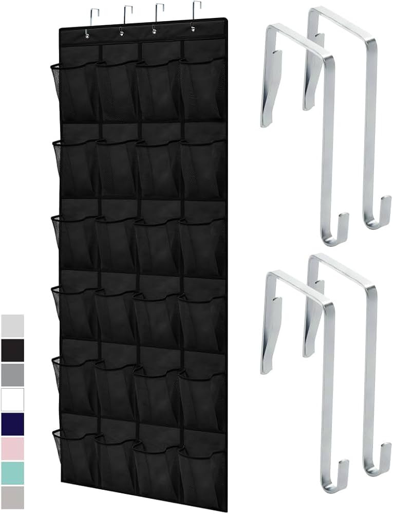 Gorilla Grip Slip Resistant Breathable Space Saving Mesh Large 24 Pocket Shoe Organizer, Up to 40 Pounds, Over the Door, Sturdy Closet Storage Rack Hangs on Closets for Shoes, Sneakers, Black | Amazon (US)