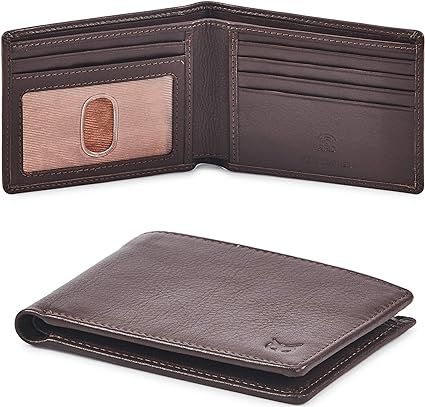 Real Leather Mens Bifold Wallet RFID Blocking Slim Minimalist Front Pocket - Thin & Stylish with ... | Amazon (US)