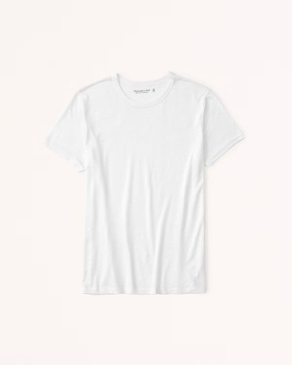 Short-Sleeve Linen-Blend Crew Tee | Abercrombie & Fitch (US)