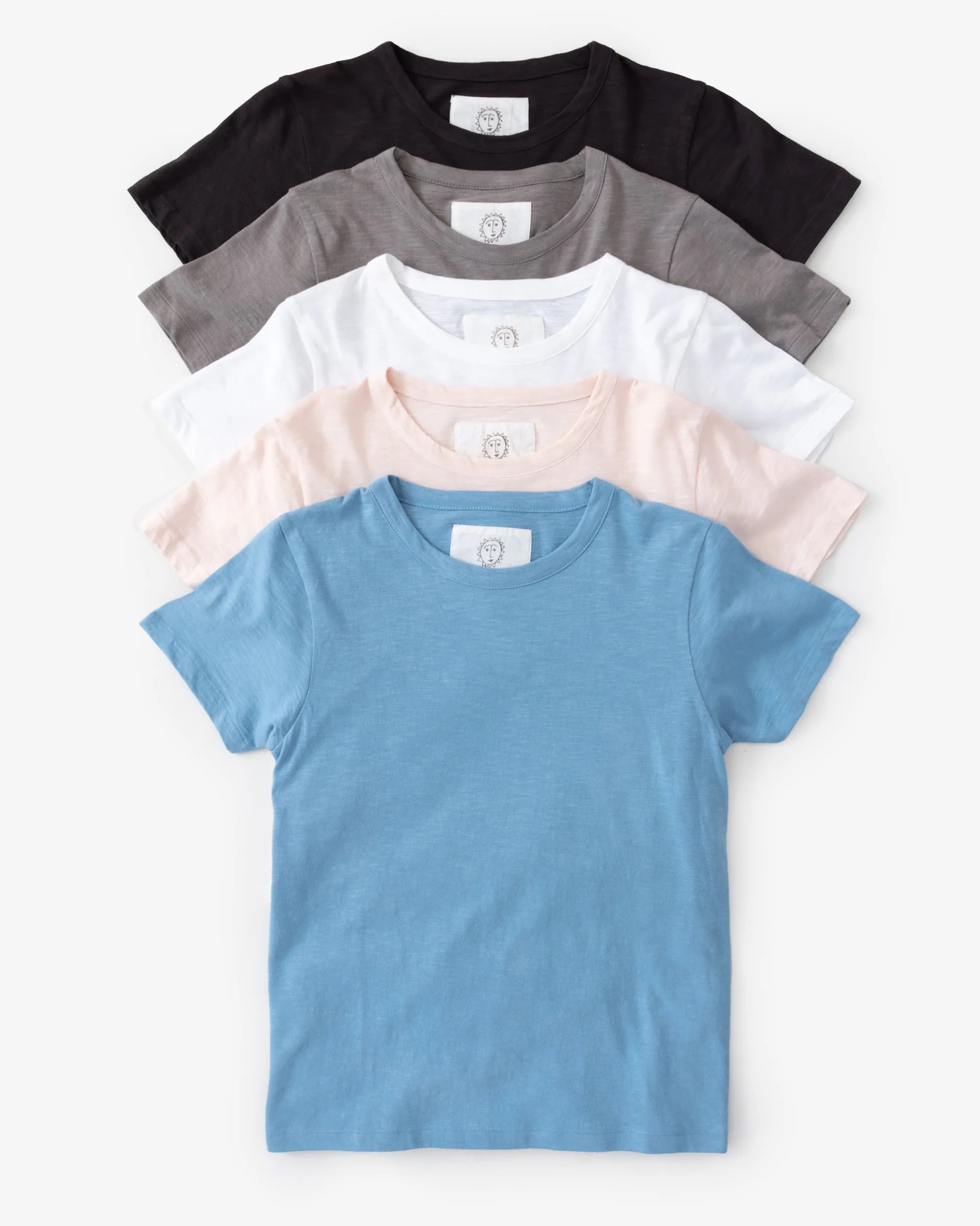 Saturday Tee - Knit T-Shirt 5-Pack - Black/Pebble/Cloud/Sky Blue/Blush | Printfresh
