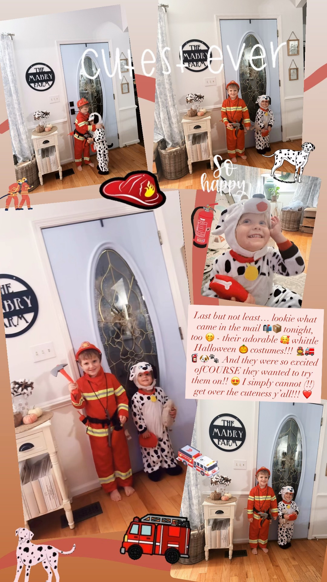 Last but not least… lookie what came in the mail 📬📦 tonight, too 🤭 - their adorable 🥰 whittle Halloween 🎃 costumes!!! 👩‍🚒🚒🧯🐶🐾  And they were so excited ofCOURSE they wanted to try them on!! 😍 I simply cannot (!!) get over the cuteness y’all!!! ❤️