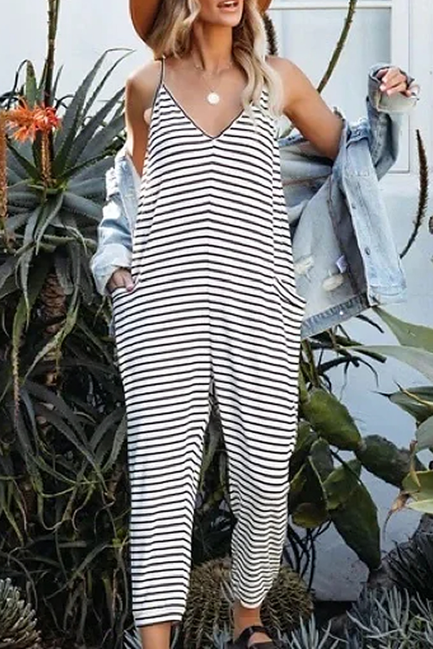 Belted V-Neck Cami Jogger Jumpsuit | Cupshe US