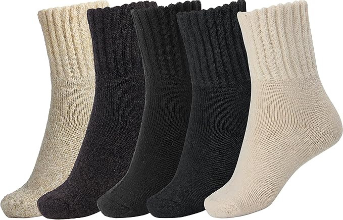 BomKinta Boot Socks for Women Winter Solid Thick Warm Socks Cozy Crew Socks Christmas Gift | Amazon (US)