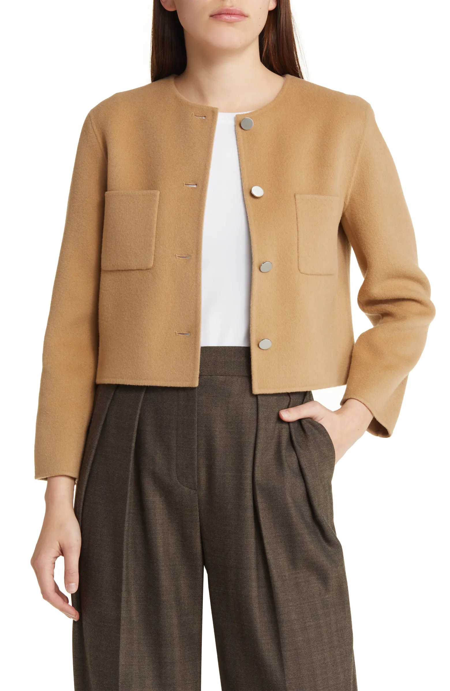 Theory New Divide Wool & Cashmere Crop Jacket | Nordstrom | Nordstrom
