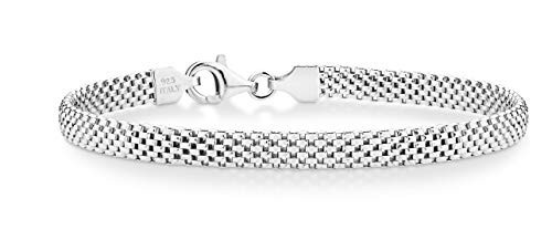 Miabella 925 Sterling Silver Italian 5mm Mesh Link Chain Bracelet for Women, Made in Italy (7 Inches (Small)) | Amazon (US)