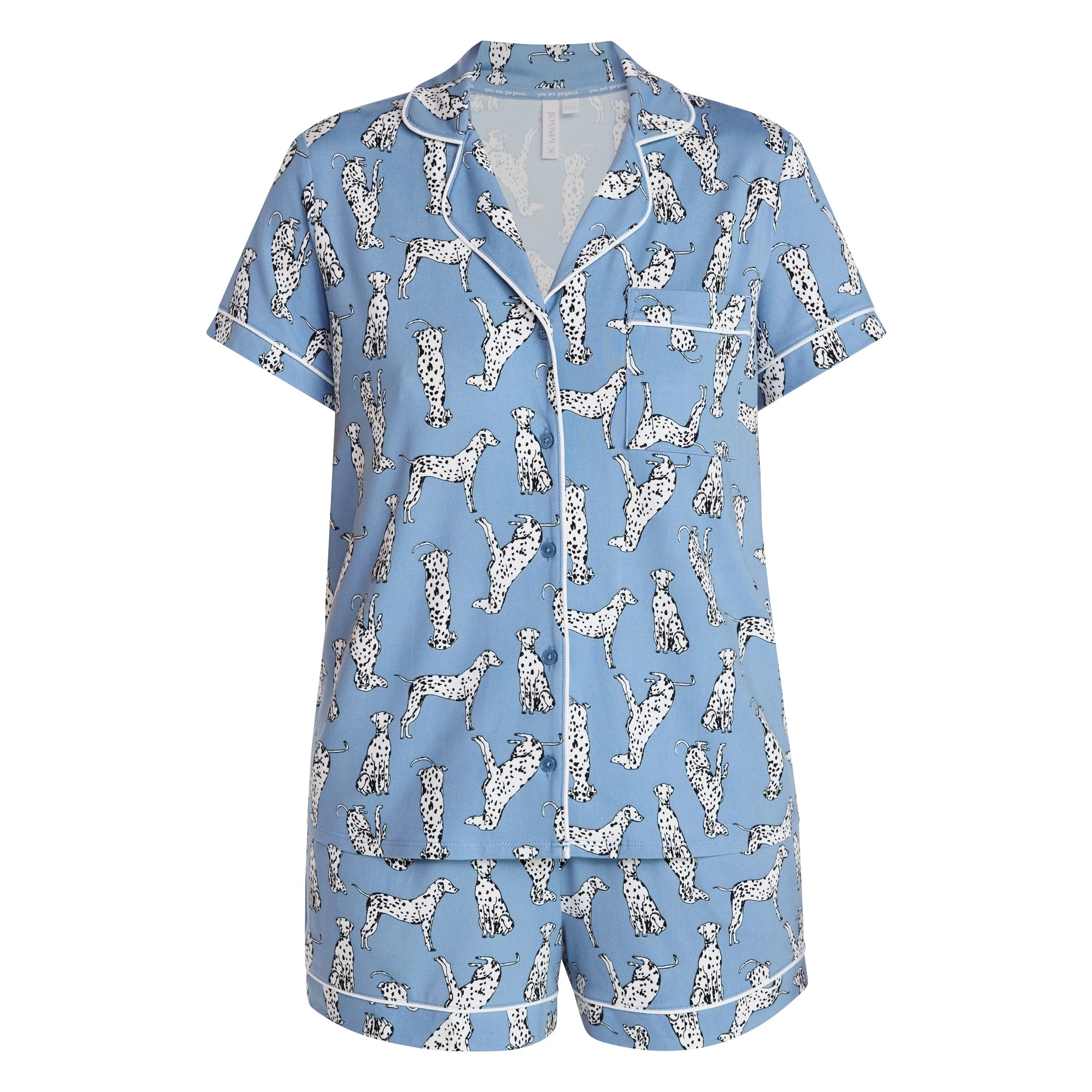 Joyspun Women's Dreamy Soft Collection Notch Top and Shorts Pajama Set, 2-Piece, Sizes XS-3X | Walmart (US)