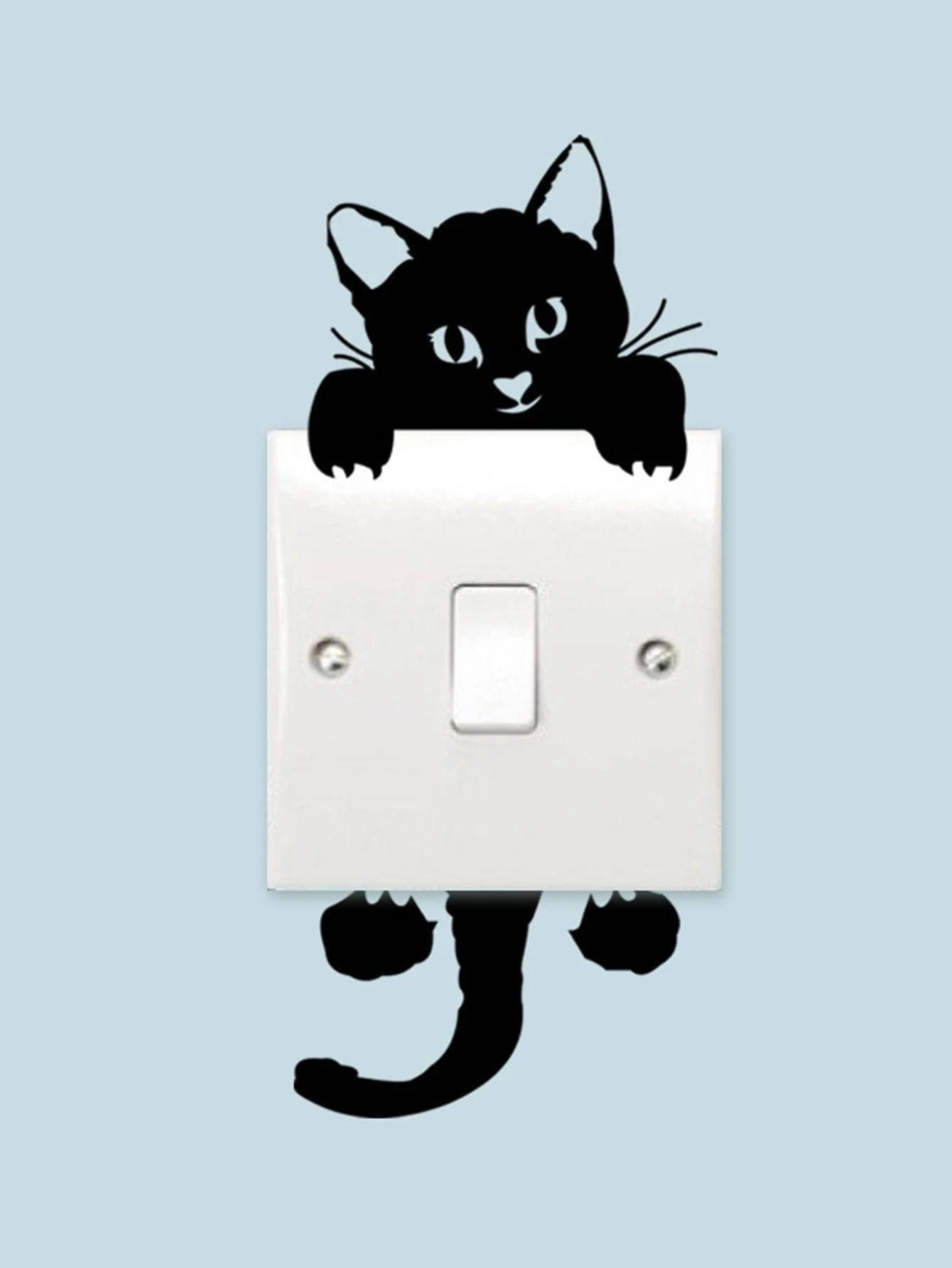 4pcs Cat Light Switch Sticker, Black PVC Cute Wall Decorative Sticker For Home Decor | SHEIN