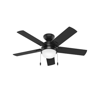Hunter  Zeal 44-in Matte Black LED Indoor Downrod or Flush Mount Ceiling Fan with Light (5-Blade... | Lowe's