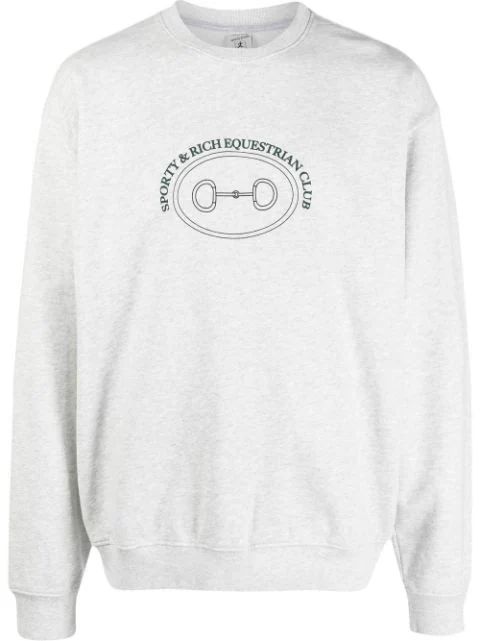 Sporty & Rich logo-print Crew Neck Jumper - Farfetch | Farfetch Global