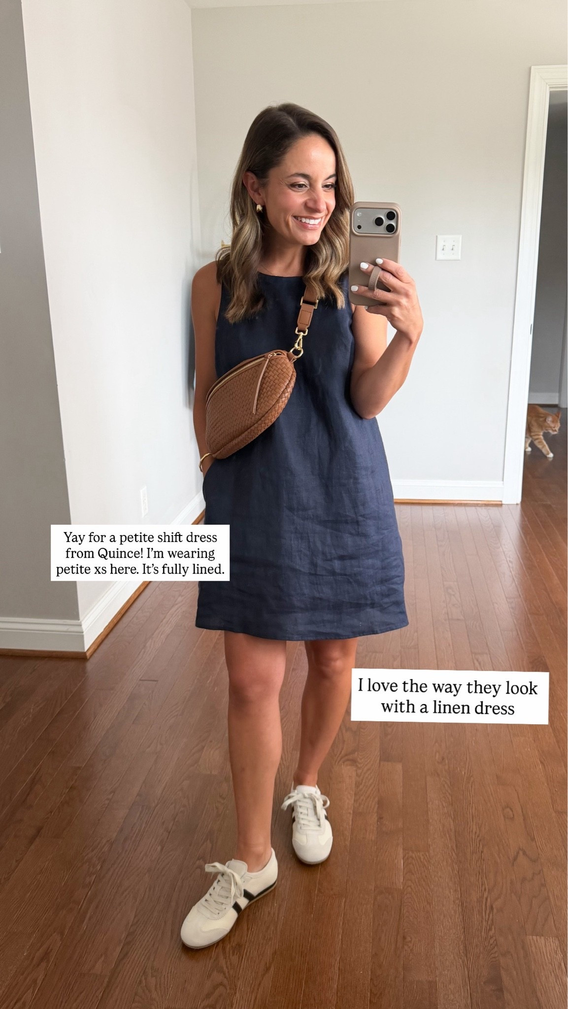 Comfortable casual outfits I’ve been wearing lately! 

Dress (Quince): petite xs 
Sneakers (Quince): true to size