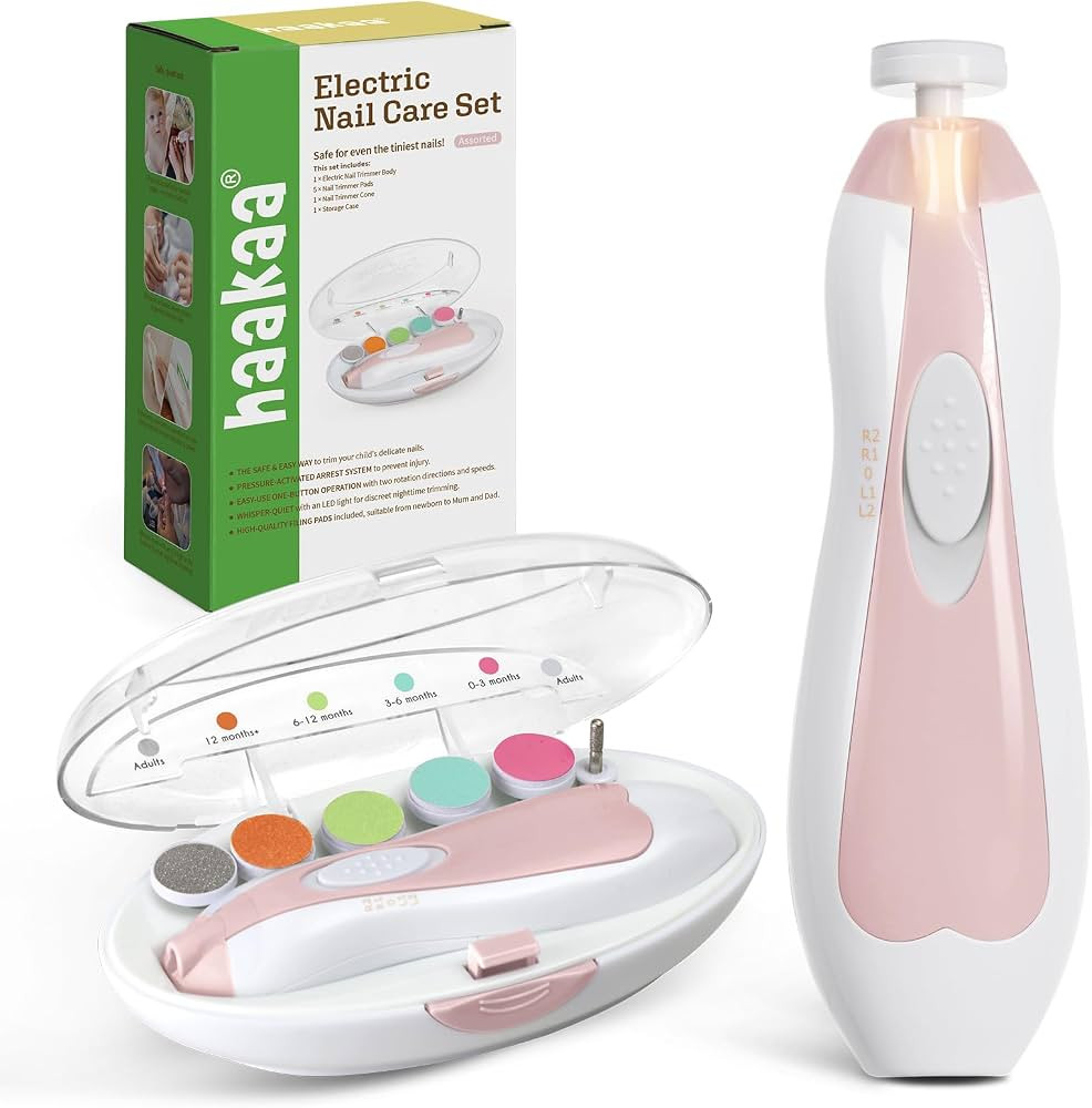 haakaa Baby Nail Trimmer Electric Safe Baby Nail Clippers Baby Nail File Kit Manicure Set, Trim P... | Amazon (US)