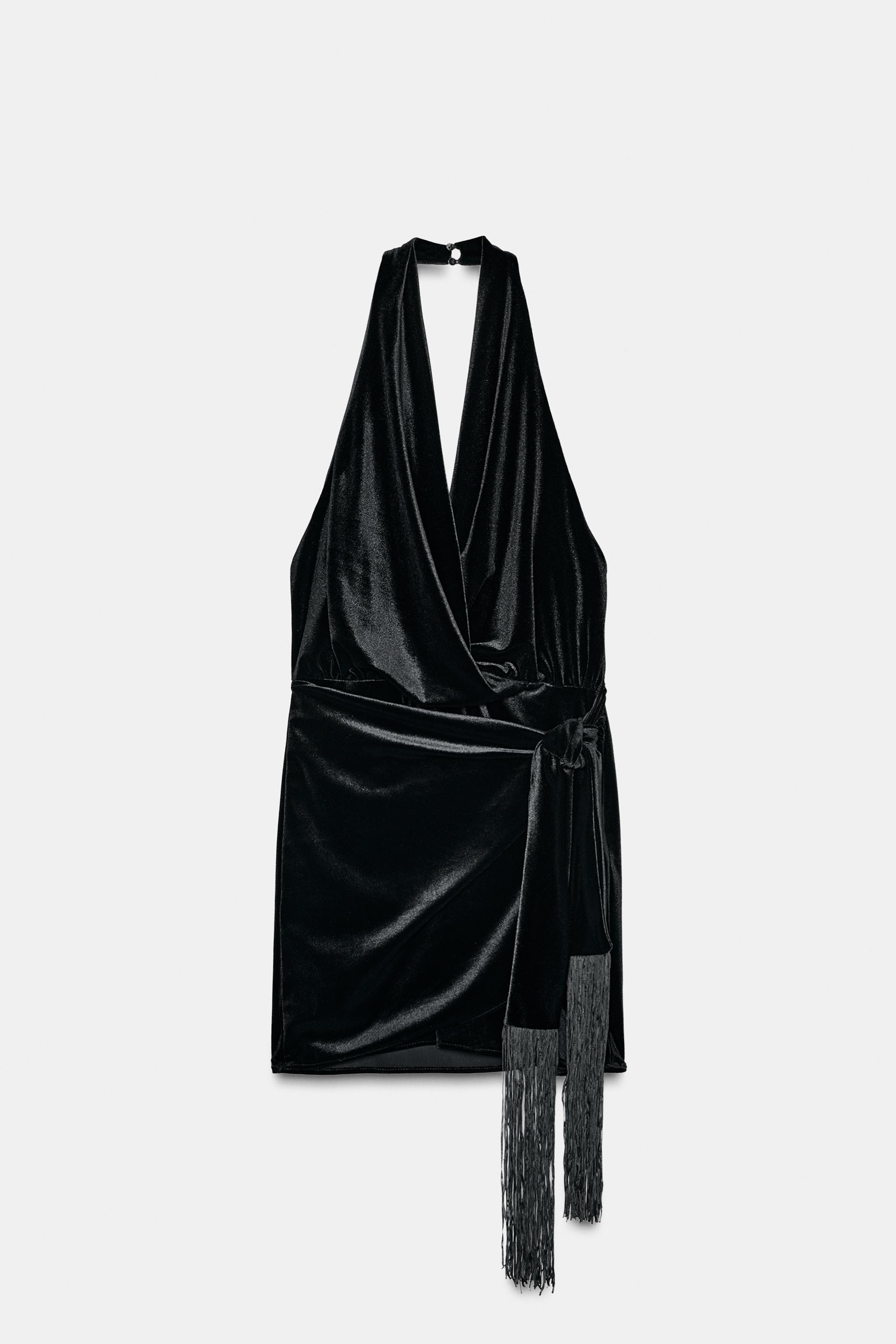 VELVET SHORT DRESS WITH FRINGING | Zara UK