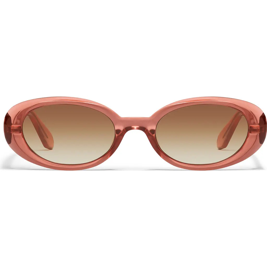 QUAY Felt Cute 52mm Gradient Small Oval Sunglasses in Primrose/Sepia at Nordstrom Rack | Nordstrom Rack