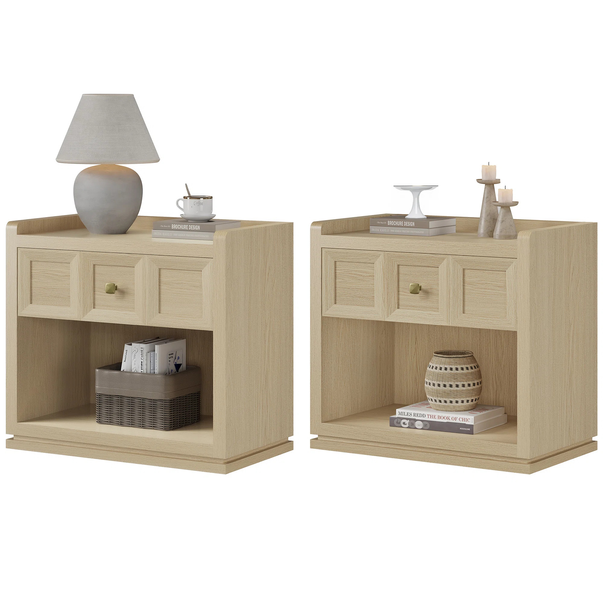Ebern Designs 25.7'' W Nightstands With 1 Drawer And 1 Open Storage Cabinet & Reviews | Wayfair | Wayfair North America