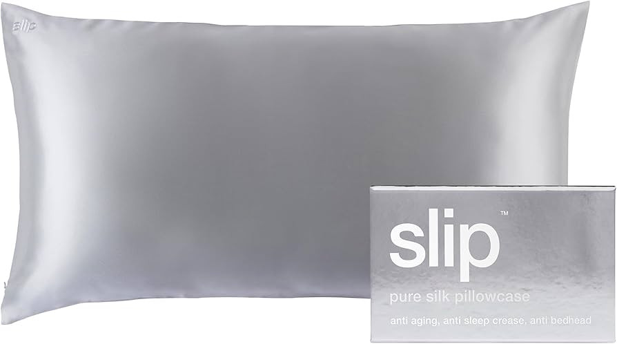 Slip Silk King Pillowcase, Silver (20" x 36") - 100% Pure 22 Momme Mulberry Silk Pillowcase - Ant... | Amazon (US)