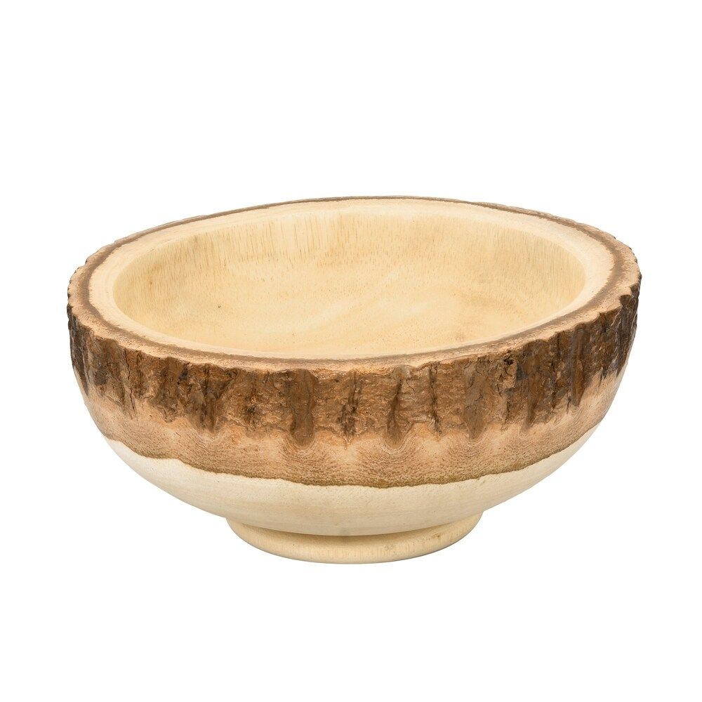 Handmade Round Mango Tree Wood with Natural Bark Rimmed Wooden 6.5inch Bowl (Thailand) (1 Piece) | Bed Bath & Beyond