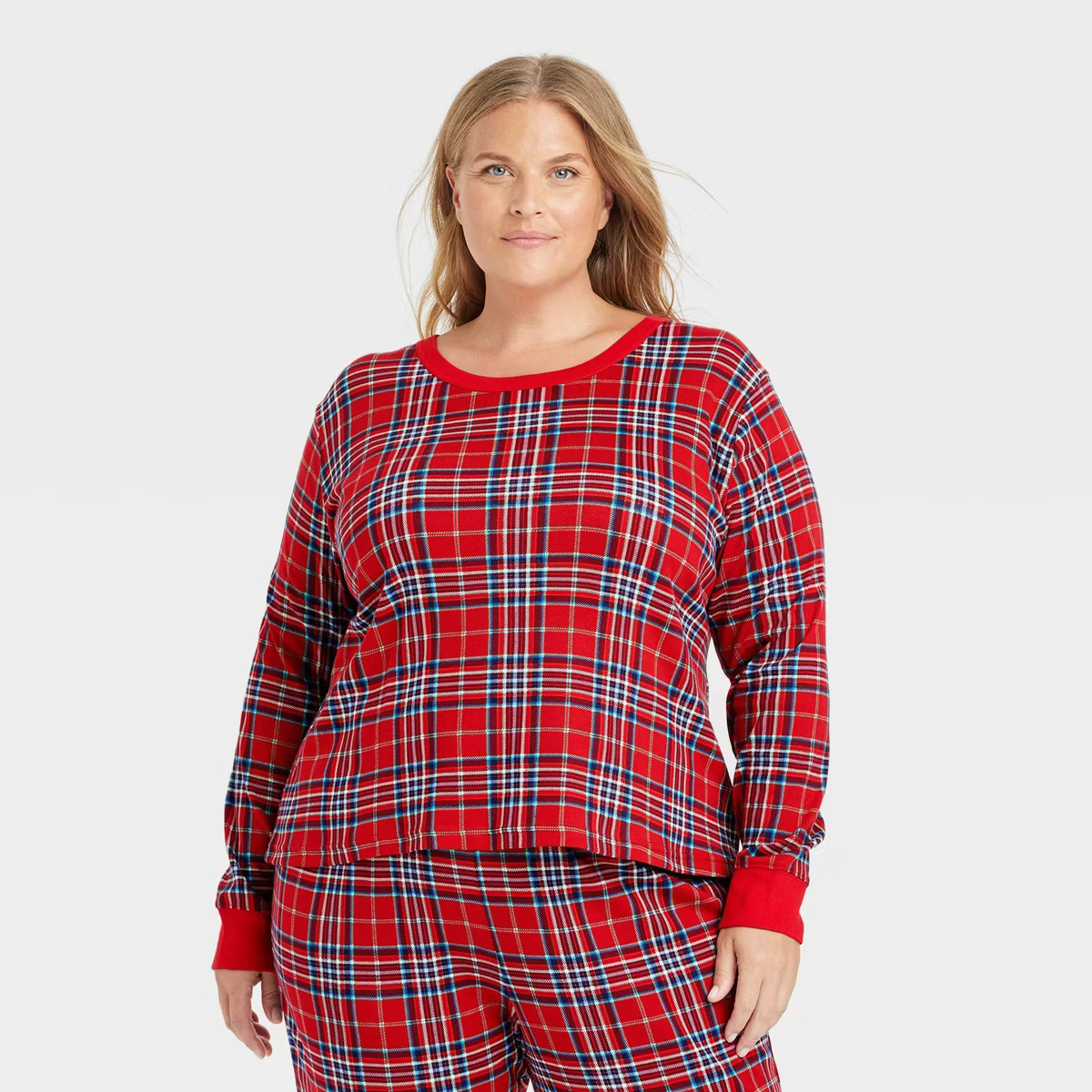 Women's Plaid Cotton Ribbed Holiday Matching Family Pajama Shirt - Wondershop™ Red | Target