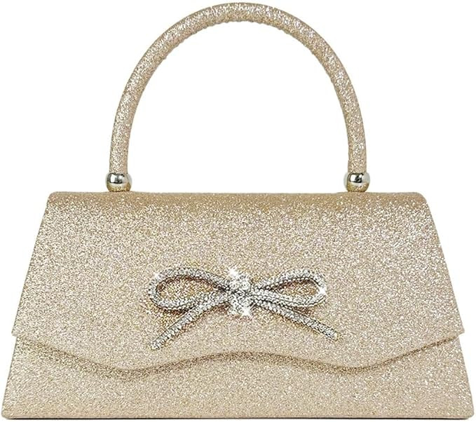 Womens Evening Bag Sparkly Bow Clutch Purse Wedding Party Purses Glitter Rhinestone Cocktail Prom... | Amazon (US)
