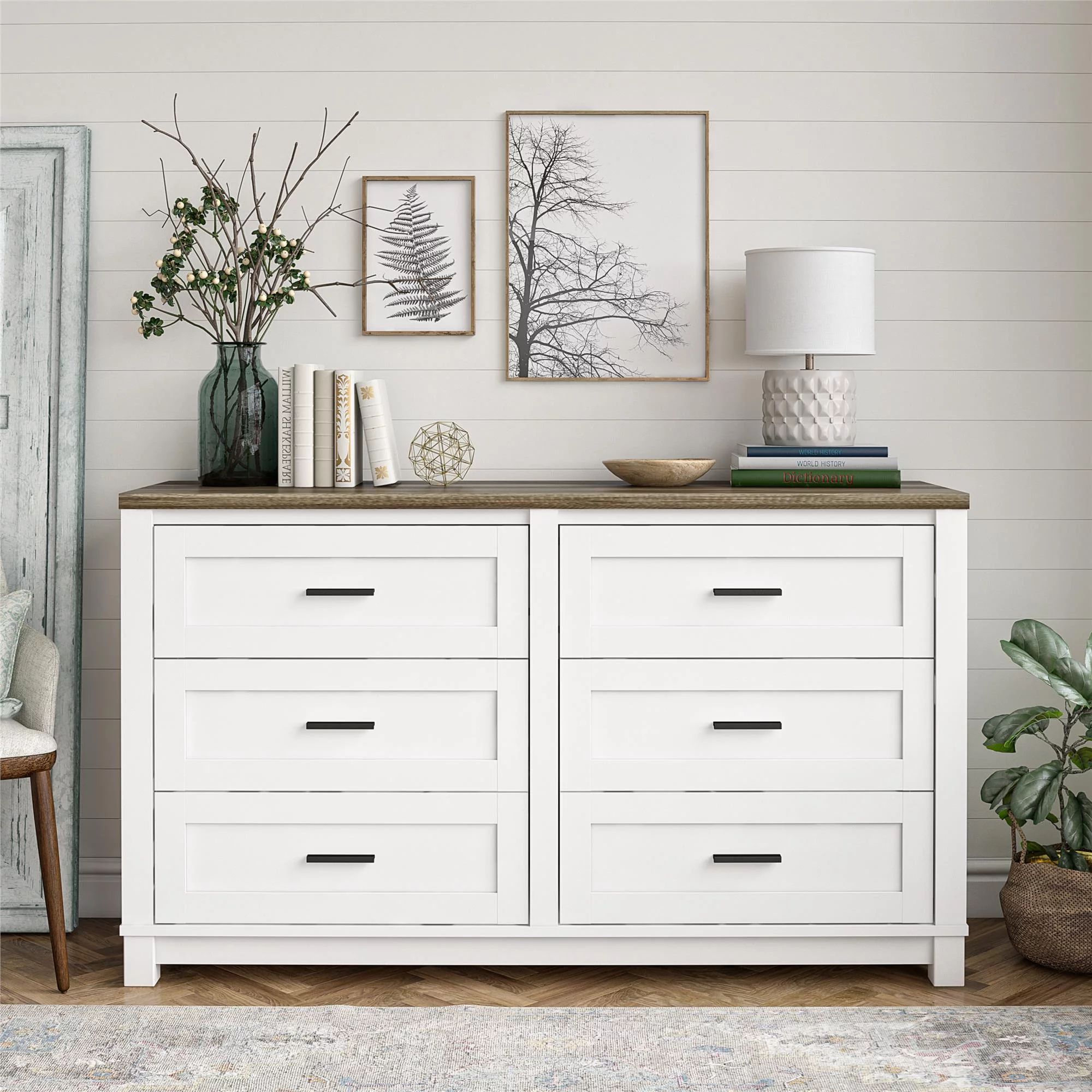 Ameriwood Home Bay Hills 6 Drawer Dresser, White | Walmart (US)