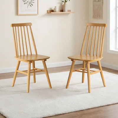 A Elvara Solid Wood Dining Chair, A Windsor Chair with Spindle Back, White Oak Finish. | Wayfair North America