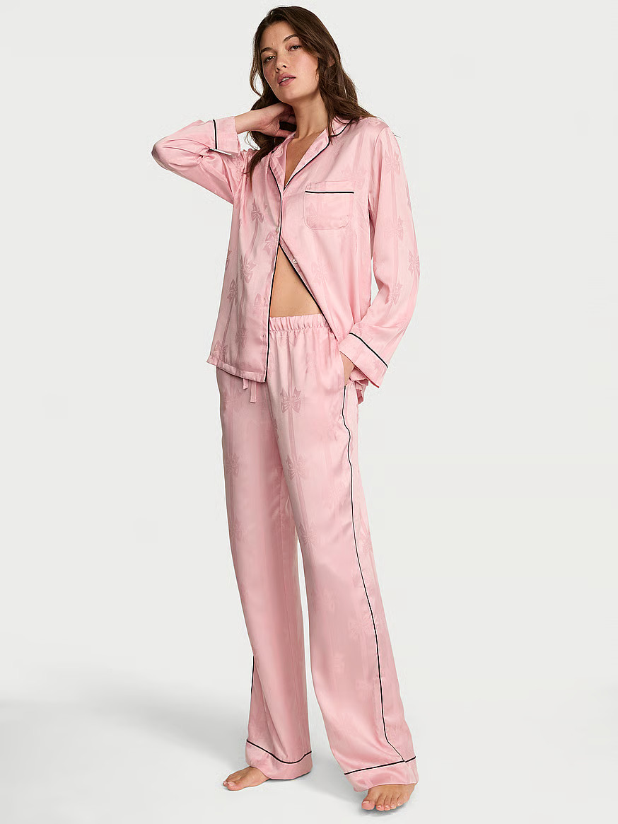 Buy Glazed Satin Long Pajama Set, New Peony - Order Pajamas Sets online - Victoria's Secret US | Victoria's Secret (US / CA )