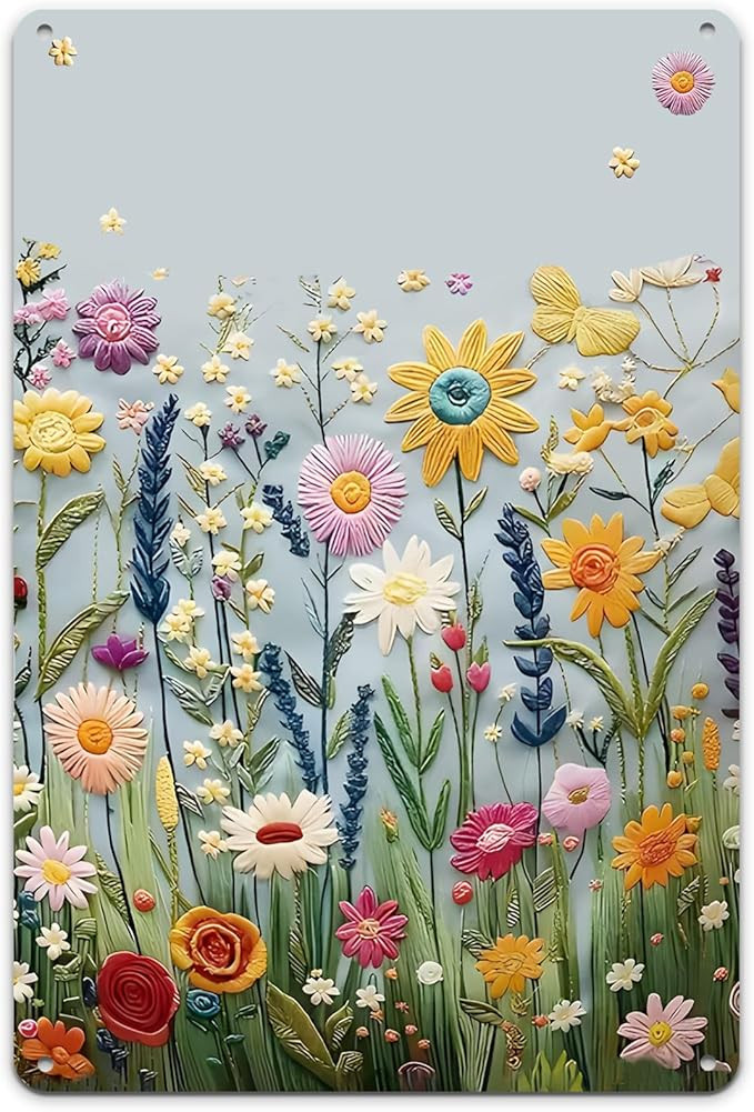 KaloKalo Metal Tin Signs Vintage Decorative Flower Floral Posters Wall Art Decor Plaque Sign Warm... | Amazon (US)