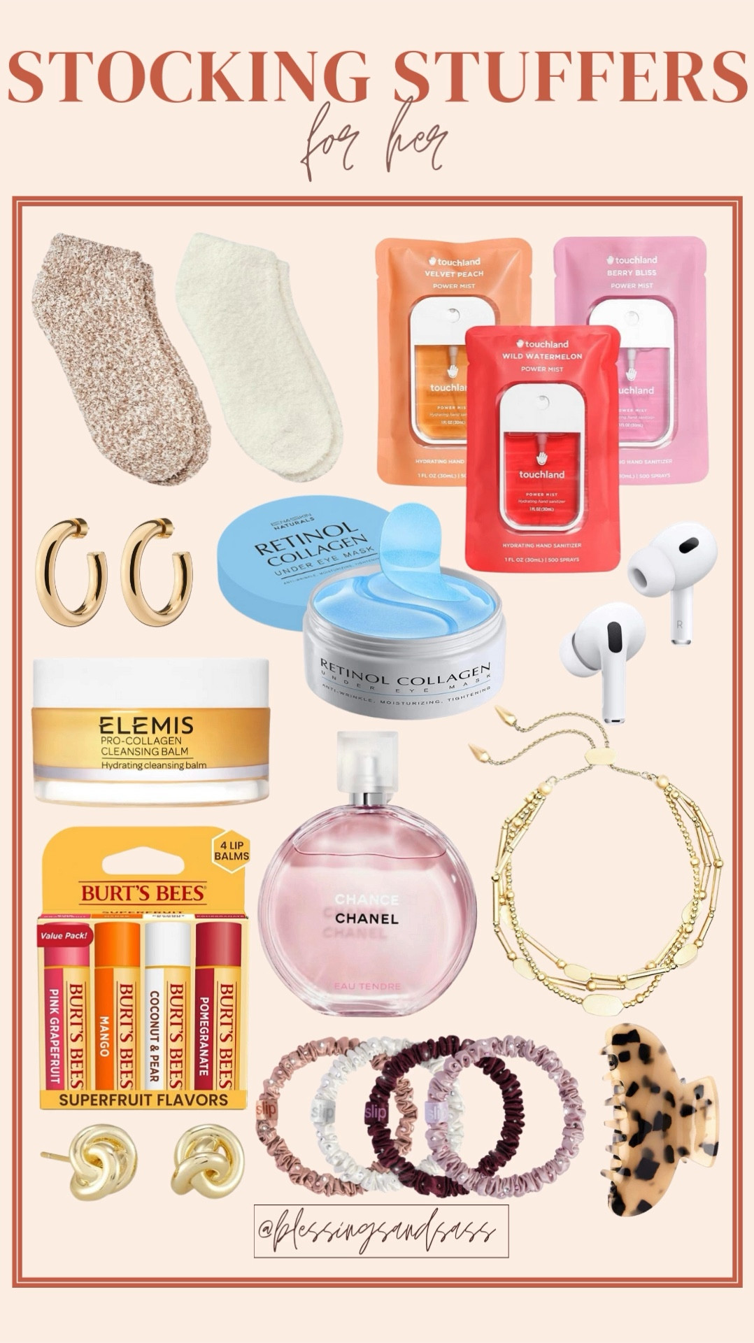 Stocking stuffers for her! 

Stocking stuffers, gifts, presents, holiday, Christmas, gift guide, holiday gifts, Christmas gifts, seasonal, seasonal finds, cozy socks, fuzzy socks, earrings, chapstick, skincare, AirPods, bracelets



#LTKGiftGuide #LTKHoliday #LTKStyleTip